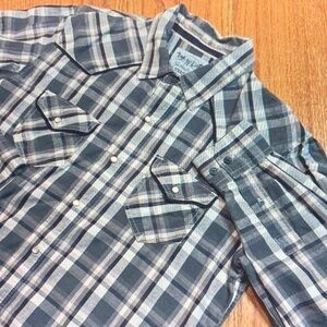 Levi's Gray and White Checkered Button-Down Shirt